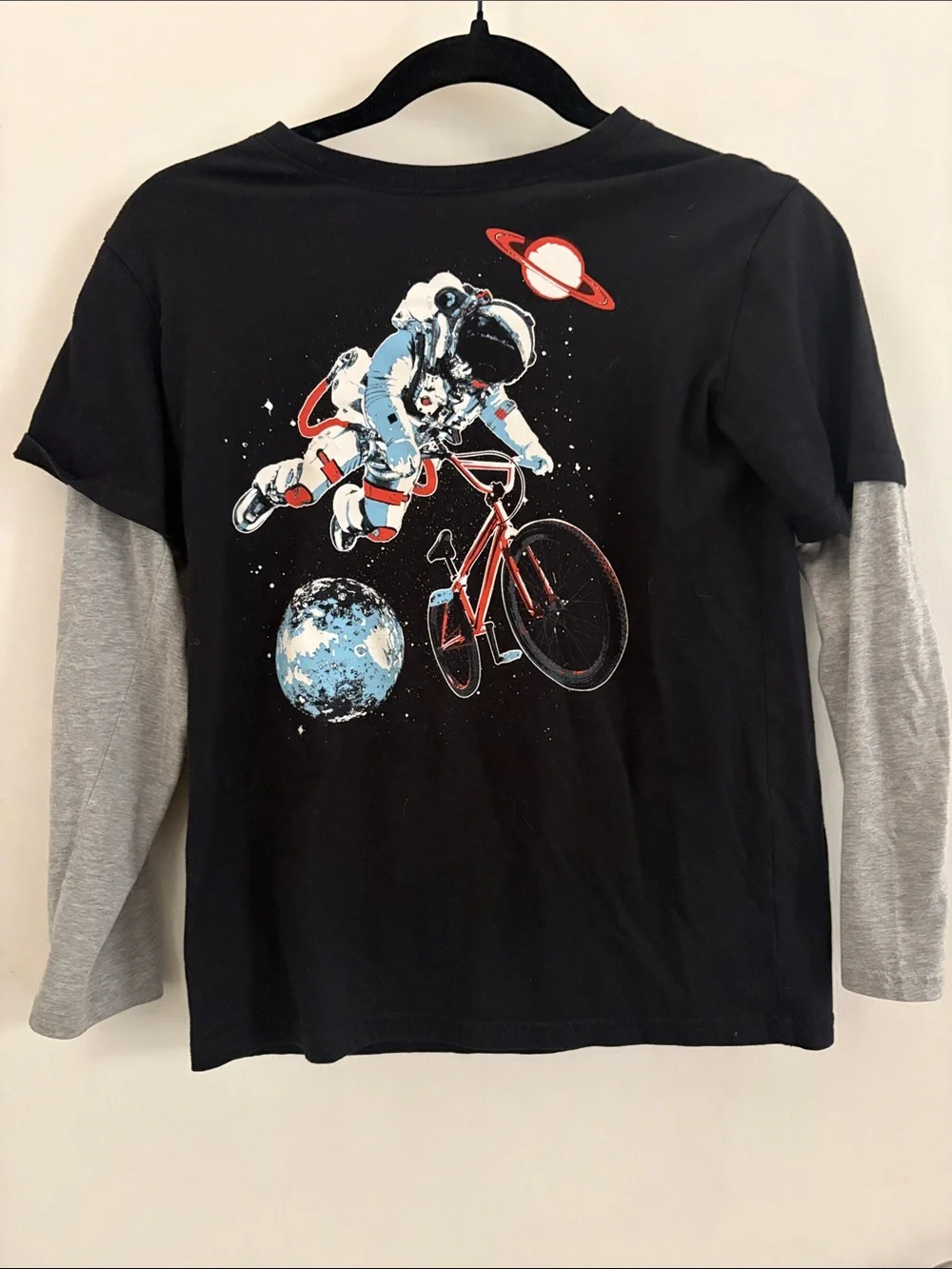 The Children's Place Black & Gray Long-Sleeve Space Astronaut Tee